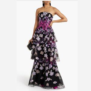Marchesa Notte Embroidered Tiered Gown (Worn Once, size 6 altered to fit size 4)